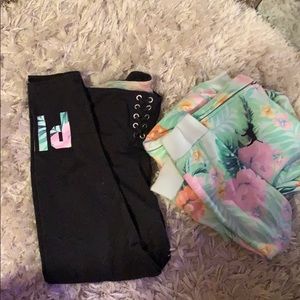 Vs Pink Tropical high waist leggings/top set